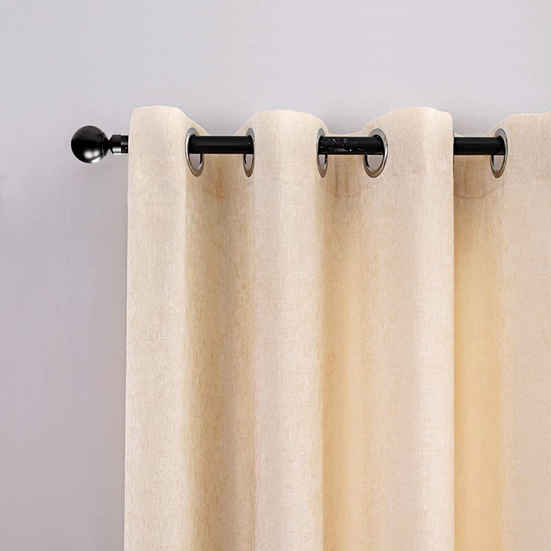 ELKCA Beige Double-Sided Chenille Curtains for Living Room Window Curtains for Bedroom Curtain,Grommet Top,2 Panels (Beige, 52" W x 96" L) - Image 2